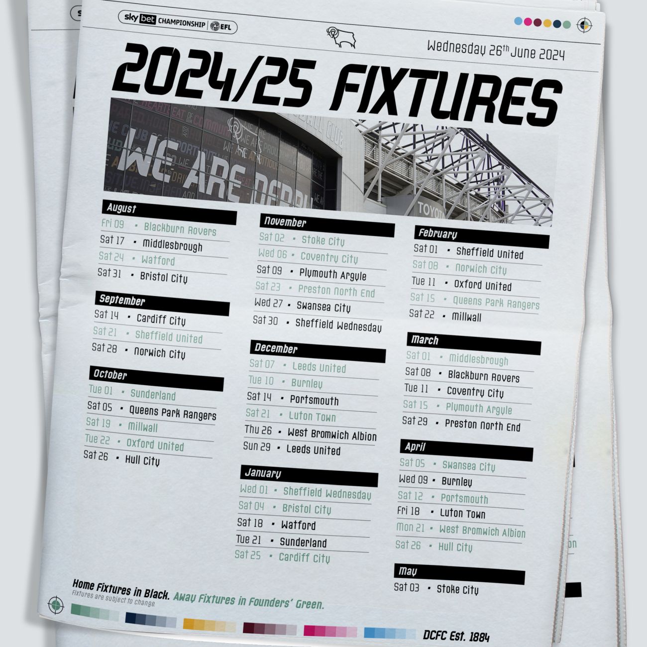 2024/25 FIXTURES: Derby’s Sky Bet Championship Fixture List - Blog ...